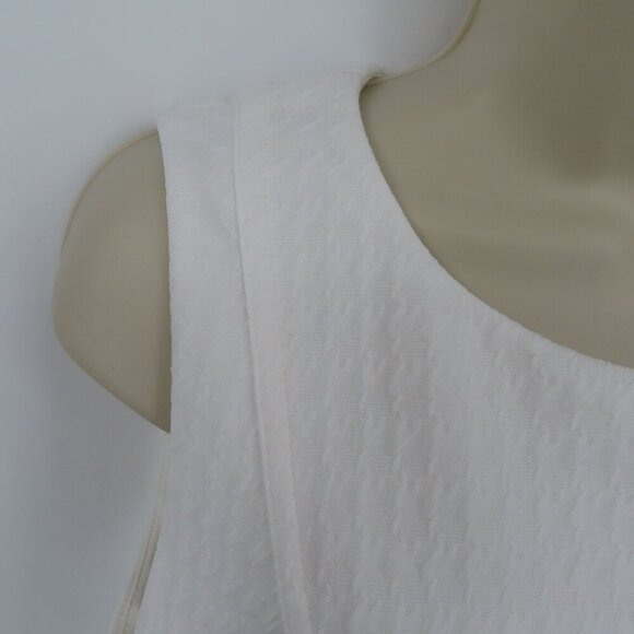 Tommy Hilfiger Women 14 White Houndstooth Sleeveless Sheath Dress Pockets Silver - Picture 3 of 13